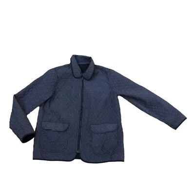 复古 BLASSPORT 绗缝双面夹克女式大号全拉链外套黑色 — 第 1/4 张图片