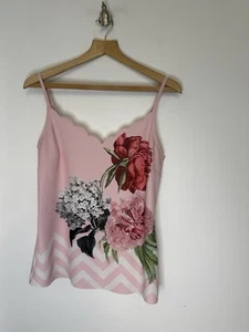 Ted Baker Size Medium UK 10 Pink Cami Floral Vest Top - Picture 1 of 4