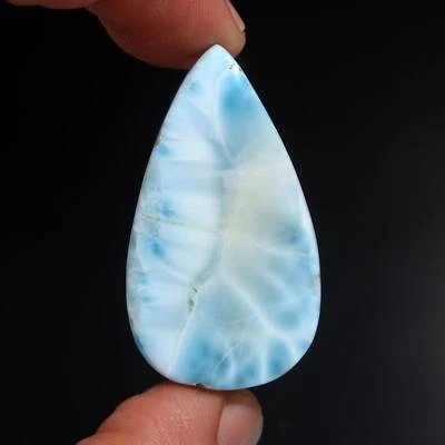 Piedra preciosa suelta natural Larimar cabujón forma pera tamaño grande 41x23x7 mm 57 quilates Foto 1 de 3