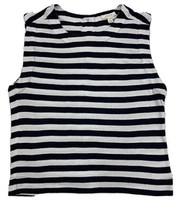 SOFT JOIE Damen XS blau/weiß Baumwolle ärmelloses Top Knopfleiste hinten HERGESTELLT IN DEN USA - Bild 1 von 6