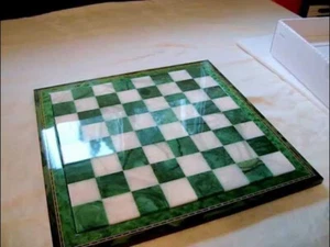 "Handmade Green Malachite & Marble Chess Board – Luxury Stone Game Set Gifts Her - Picture 1 of 3
