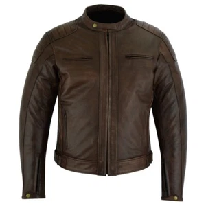 Raxus Chaqueta Clásico De Moto De Cuero vacuno Homologado Para Hombres R-60 - Imagen 1 de 15