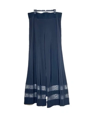 Cartise Women’s Pull On Wide Leg Black Flowy Pants Mesh Bottom Size 16 Boho - Image 1 of 4