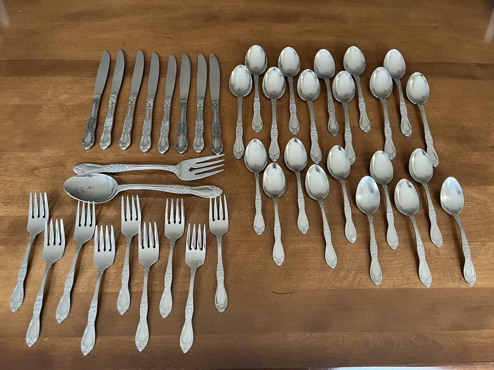 Lote de 45 cubiertos florales vintage MCM Northland acero inoxidable Corea Foto 1 de 4