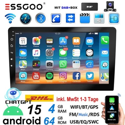 DAB+ 64G 9" Doppel 2Din Autoradio MIT ChatGPT Android 14 Apple Carplay BT Stereo - Bild 1 von 4