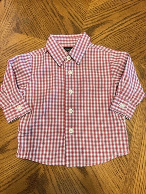 Bebé Niños Talla 12 meses ~ NAUTICA Rojo Blanco Azul Camisa de Vestir con Botones Foto 1 de 4