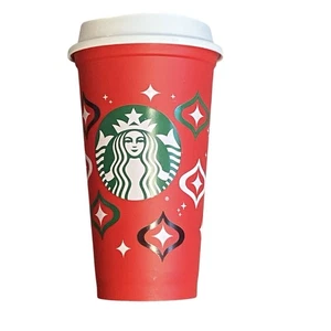 Starbucks 2023 Holiday Reusable Red 16 Oz Plastikbecher mit Deckel NEU - Bild 1 von 8