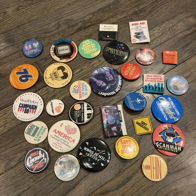 Vintage Computer Tech Advertising Pin Lot Apple Microsoft Radius Seagate 80s 90s - Image 1 of 4