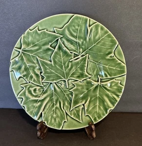 Plate Bordallo Penheiro Green Maple Leaf 8 1/4” Dessert Bread / Butter - Picture 1 of 8