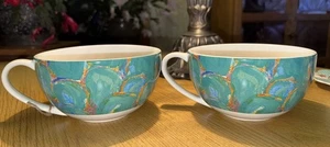 Set Of 2 222 Fifth “Corrine” Porcelain Soup/Coffee Mugs - Picture 1 of 8