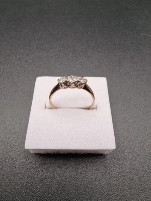 Anel trilogia ouro platina diamante tamanho N - Imagem 1 de 4