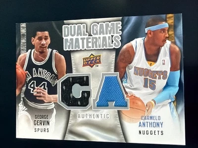 GEORGE GERVIN, CARMELO ANTHONY 2009-2010 Cubierta Superior Doble Juego Materiales #DG-GA Foto 1 de 2