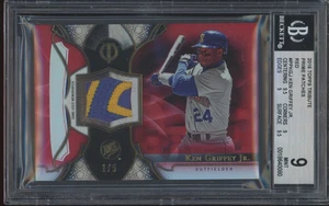 2016 Topps Tribute Red Ken Griffey Jr 1/5 Game Used Patch Mint BGS 9 - Bild 1 von 2
