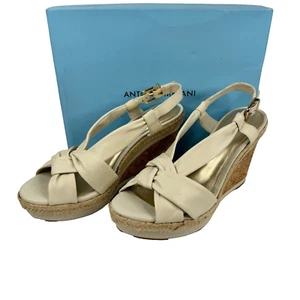 Antonio Melani Meyer Cork Wedge Sandal Off White New in Box Women's Size 9M READ - Picture 1 of 9