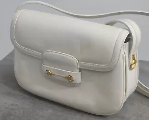 BOLSO BANDOLERA/BOLSO DE HOMBRO VINTAGE GUCCI CUERO BLANCO ROTO 1955 HORSE BIT - Imagen 1 de 18
