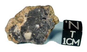 GORGEOUS LUNAR! BECHAR 010 LUNAR MOON METEORITE POLISHED SLICE 2.57 gr. CRUSTED - Picture 1 of 2