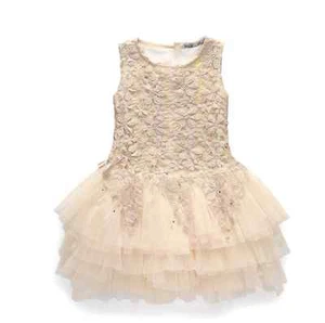 Toddler Summer Lace Hollow Floral Baby Girl Dancing Princess Layered Party dress - Picture 1 of 4