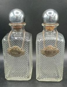 Vintage Vodka & Scotch Decanters,Silver MERCURY CORK STOPPERS Arthur Court Tags - Picture 1 of 15