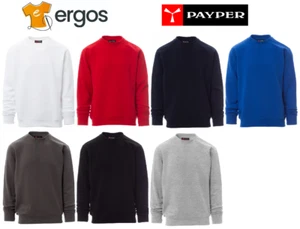 PAYPER NEW ORLEANS Felpa da Uomo Garzata Manica Lunga da Lavoro Tinta Unita Giro - Picture 1 of 10