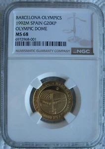 Spain 1992 Gold 20000 Pesetas NGC MS-68 Barcelona Olympics- Olympic Dome - Picture 1 of 3