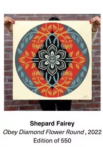Obey Diamond Flower Round Shepard Fairey Screen Print Poster S/N of 550 In Hand - Picture 1 of 2