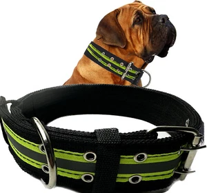 "Cuello grande táctico de nailon resistente para perro con tiras reflectantes K9 2" - Imagen 1 de 11