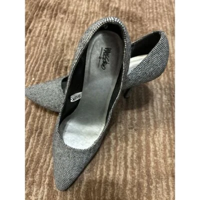 Mossimo Tweed Pattern Pointed Toe Pumps Classic Office Heels Gray - Image 1 of 3