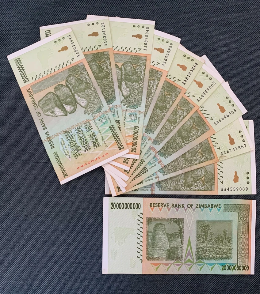 ZIMBABWE 20 BILLION DOLLARS, 2008,  P-86 CIRCULATED - LOT OF 10 NOTES - Image 1 of 1