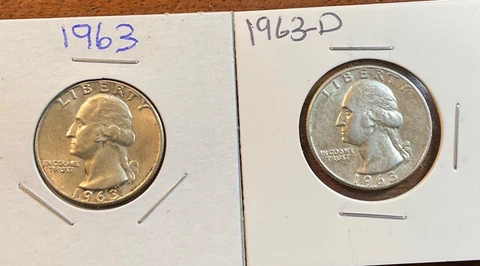 1963 P & D Washington  Silver Quarters Cover