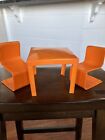 Barbie Vintage 1973 Mattel Dream House Orange Table & 2 Chairs Orange