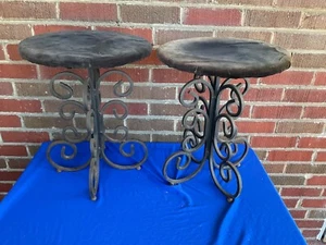 Pair Arthur Umanoff Mid Century Iron Leg Vanity/Foot Stools - Picture 1 of 9