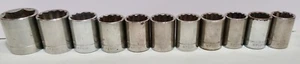 Craftsman 1/2 Drive 12PT Sockets & 1 6PT Sizes 1 1/4" thru 3/4" (Lot of 11) - Picture 1 of 9