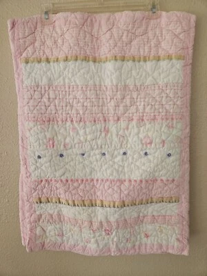 Fundas estándar acolchadas Pottery Barn Kids rosa blancas a cuadros de guinga Foto 1 de 4