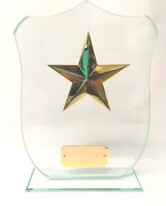 star Jade Glass Trophy ,Multi Sports ,Award, 140mm, FREE Engraving(cl B)