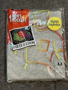 Vintage 1995 Fruit Of The Loom Slightly Imperfect Gray Pocket Tee Shirt M New - Picture 1 of 6