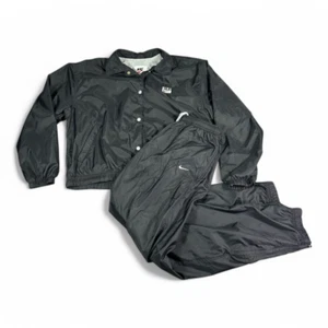 Vintage Nike Track Suit Youth LARGE 12-14 Black Jacket Pants Full Set Lined 90s - Picture 1 of 15