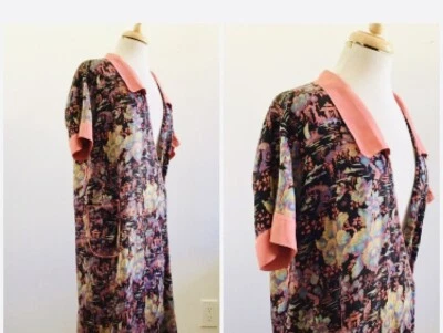 复古 20 世纪 20 年代 Chinoserie/亚洲橙色,黑色海绵丝绸夹克掸子连衣裙。中性 — 第 1/4 张图片