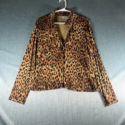 Женский блейзер Chico's Travelers размер 1 коричневый леопардовый принт с длинным рукавом ацетатный - Изображение 1 из 4