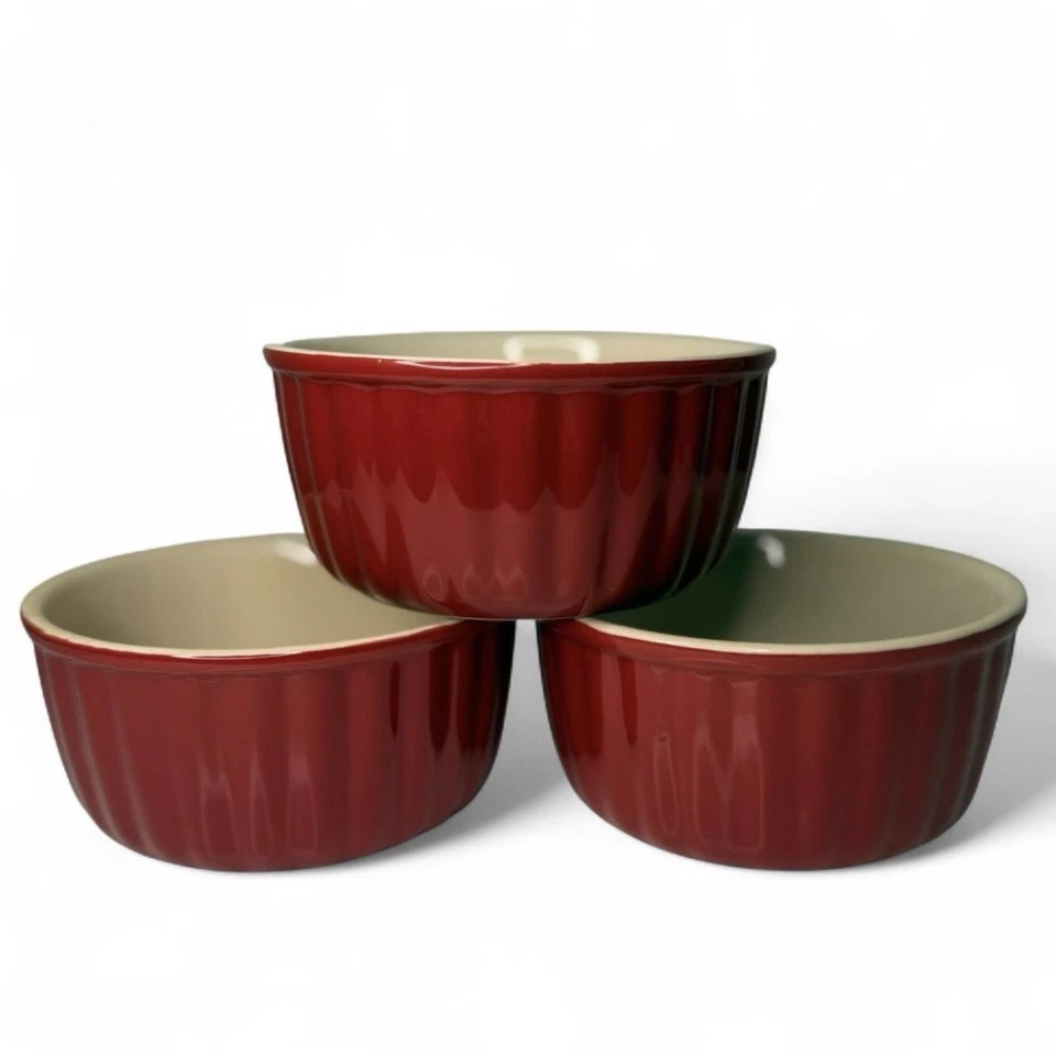 3 маленьких винтажных красных керамических блюда 14 унций - Изображение 1 из 4