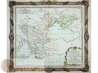 Mapa antiguo de Turquía y Balcanes europeos por Brion de la Tour, 1766 Foto 1 de 4