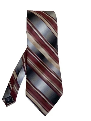 Roberto Villini - Corbata de cuello 100 % seda a rayas Wembley borgoña y gris para hombre nueva con etiquetas Foto 1 de 4