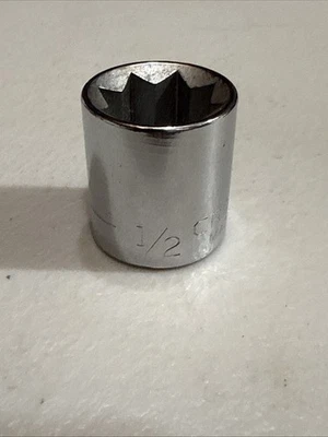 Craftsman -G- 1/2" 8 Point Double Square Chrome Socket 3/8" Drive 44345 USA - Image 1 of 4