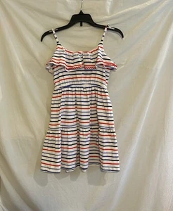 Janie and Jack Girls Size 6 Red White Blue Striped Sundress *plz read - Picture 1 of 12