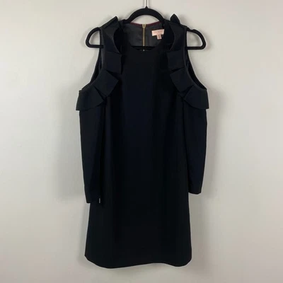 Vestido Ted Baker Siiara Volantes Hombro Frío En Negro Talla 2 EE. UU. 6 Negro Foto 1 de 4