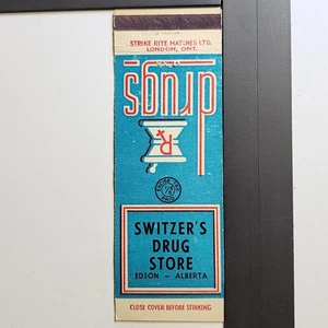 Switzer's Drug Store Edson Alberta Vintage Blue Strike Rite Matchbook - Picture 1 of 3