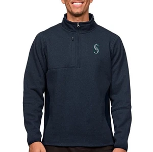 Herren Seattle Mariners Antigua meliert marineblau Kurs Viertel-Reißverschluss Pullover OberteilXL - Bild 1 von 1