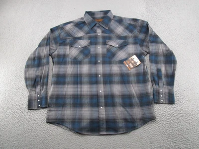 Camisa Western Canyon River Azul Para Hombres XL Cuadros Manga Larga Perla Snap Rodeo NUEVA Foto 1 de 4