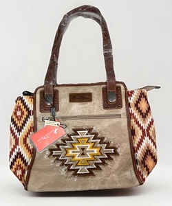 Montana West Tan Western Aztec Print Purse Inner/Outter Ziper Pockets NWT 15” - Picture 1 of 9
