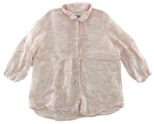 J.Jill 100% Linen Pink Button Down 3/4 Sleeve Collared Blouse Women Large - Picture 1 of 5