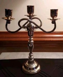 VTG Godinger  Silverplate 3 Candle / 2 Branch Candelabra ~ use 2 ways ~ Swirl - Picture 1 of 7